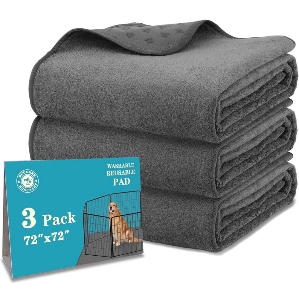 Liners Washable Oversize 72"x 72" Gray Kennel Cage Dogs Rabbits Guinea Pigs X3